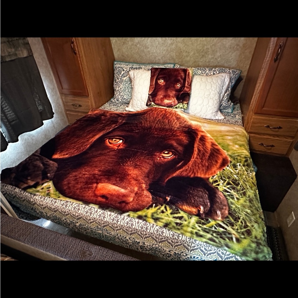 Plush Chocolate Labrador Dog Throw Blanket - Brown